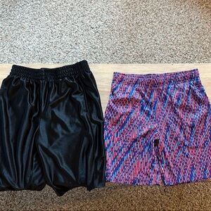 Pair of Boys Athletic Shorts - Black + Multicolor Print